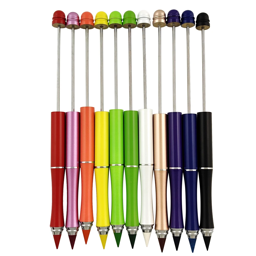 Colorful Forever Metal Beadable Colored Pencils with Eraser Add a bead DIY Personal Everlasting Colors Infinite Beadable Pencil