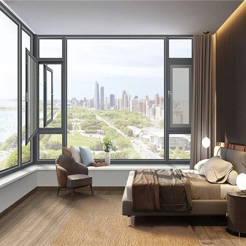 Aluminium profile casement window with screen side hung window with fly screen glass swing window with mosquito net manufacturer