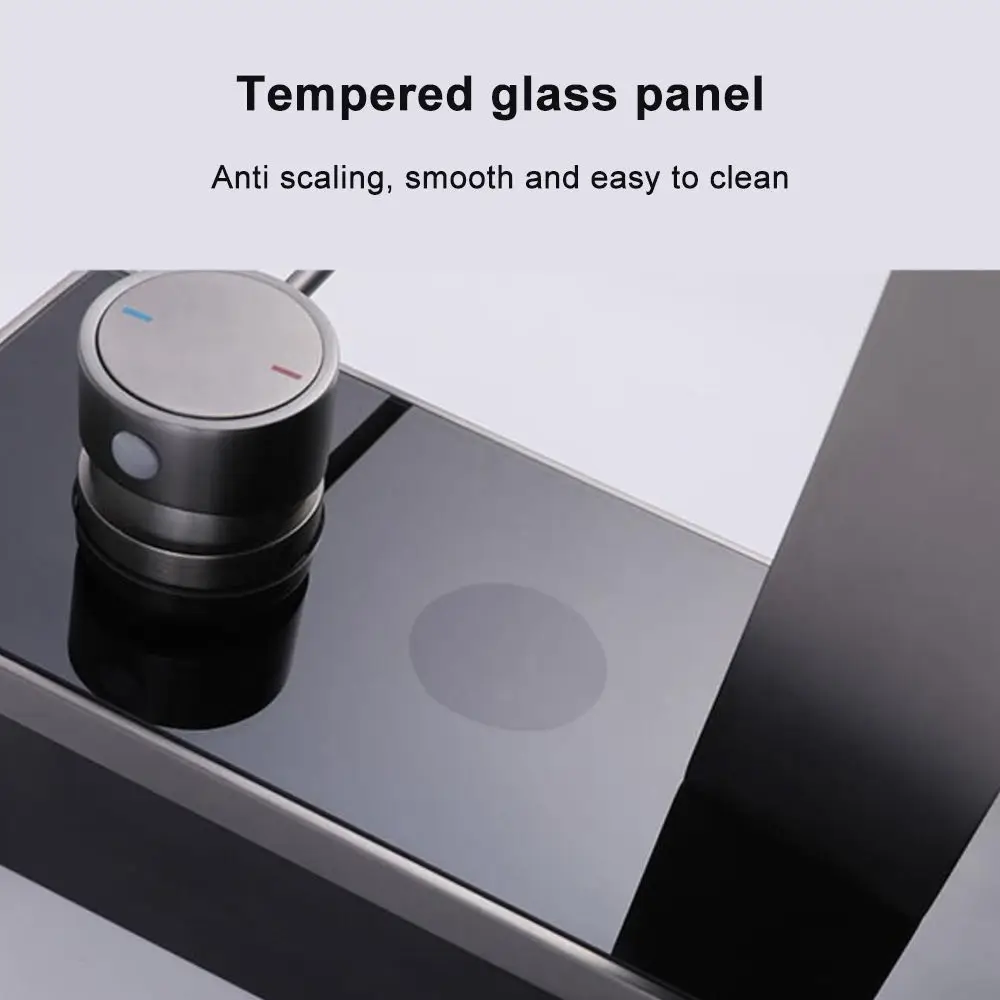 Black Digital Display LED Temperature Faucet wall mounted Brass Basin Faucet Single Handle Sink Tap