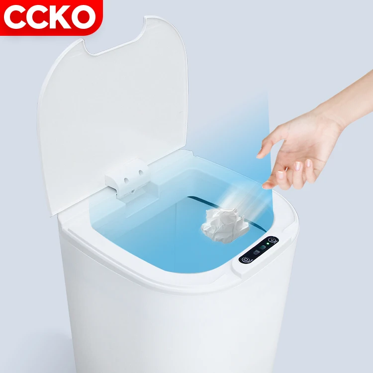 New White Grey 16L Garbage Bin Trash Bin Toilet Bathroom Kitchen Smart Sensor Garbage Bin Automatic Trash Can Smart Trash Can