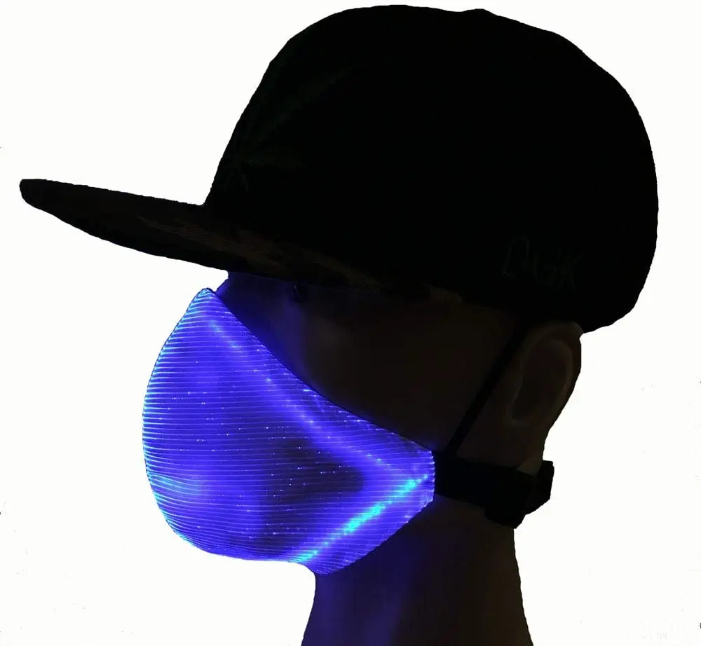 waterproof rechargeable Rave party masquerad kid light up mouth-muffle christmas gauze luminous LED fiber optic face mask