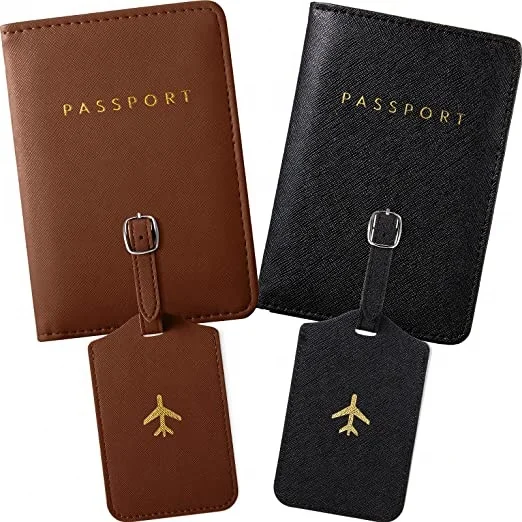 BSBH Pu Leather Passport Holder Luggage Tag Gift Box Packing With Custom Printing For Travel Wallet Bag Suitcase ID Name Tag
