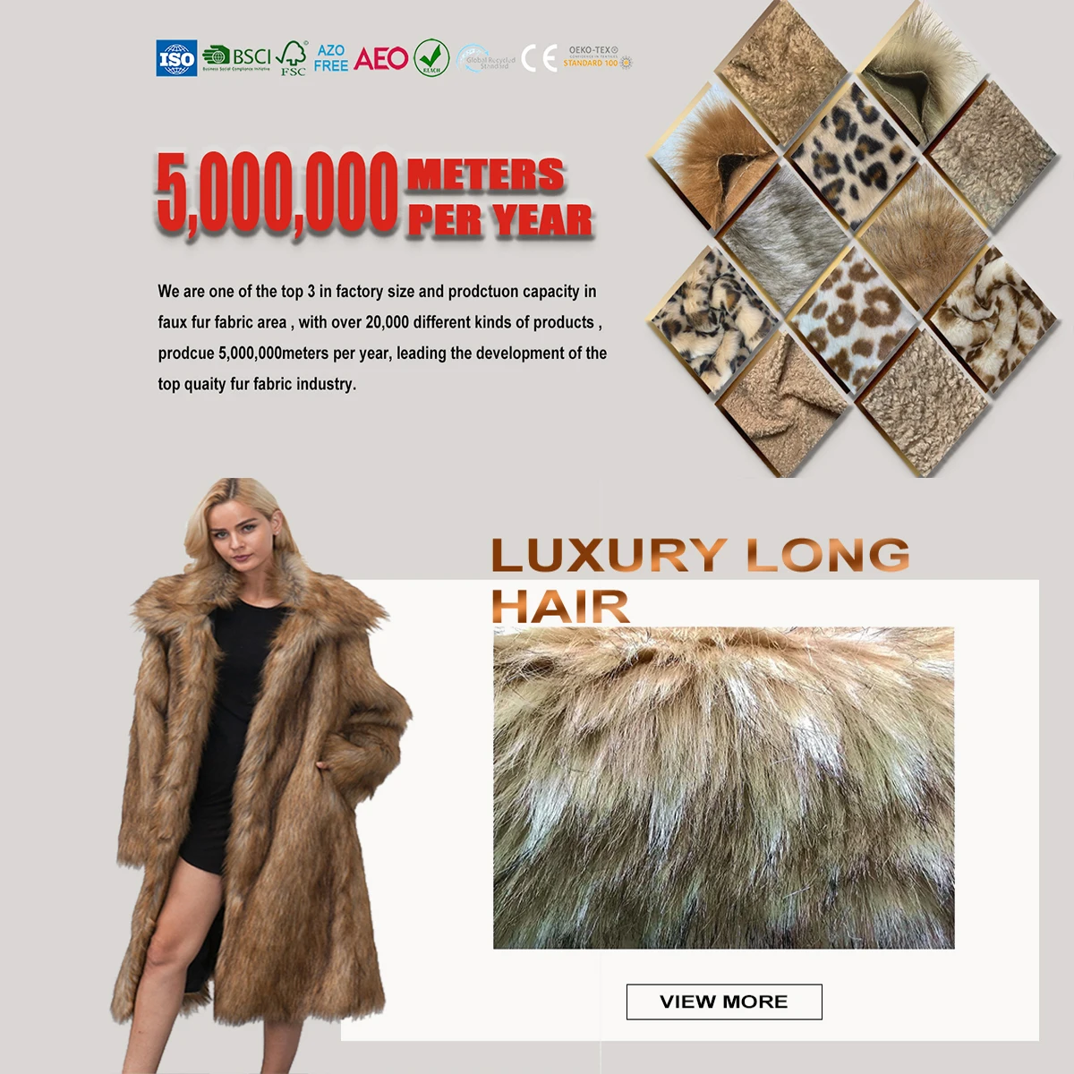 Best Quality Long Pile Fox Hair Dyed Tip Faux Fur Plush Fabric For Coat Or Home Textile