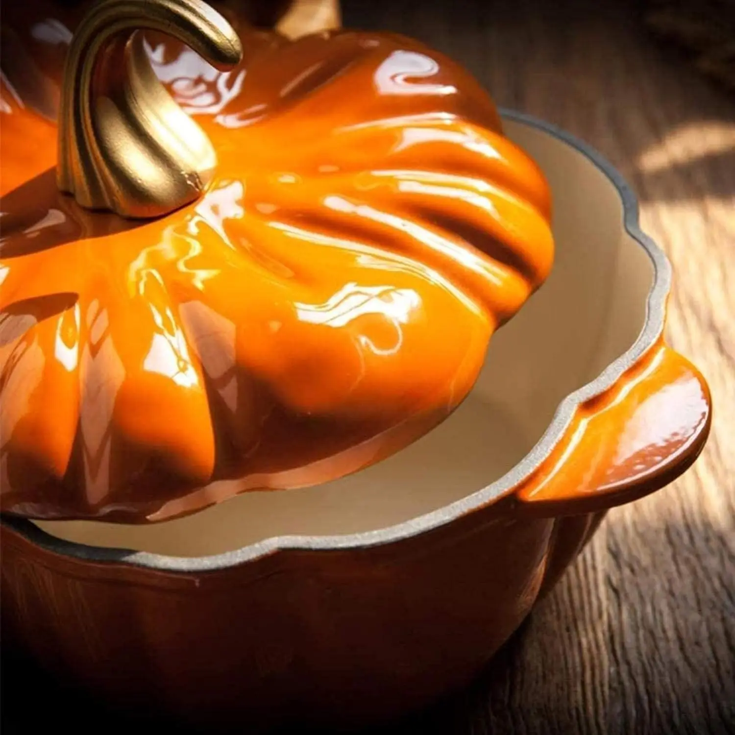Cast Iron Enamel Casserole Pumpkin Shape Stew Pot for Kitchen Soup & Stock Pots Kitchen Cookware