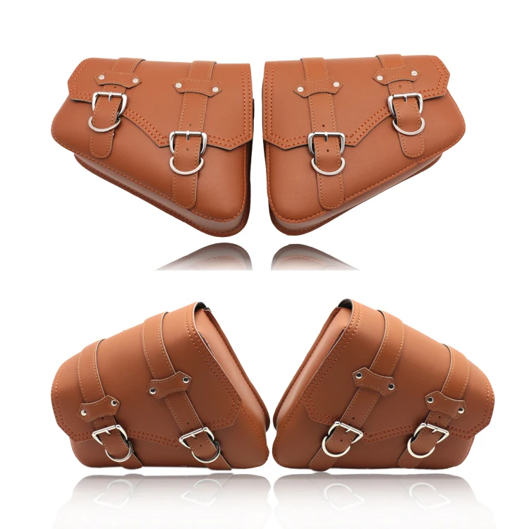 For Honda Suzuki Harley Sportster XL 883 XL1200 Black PU Leather Saddle Bag for motocross