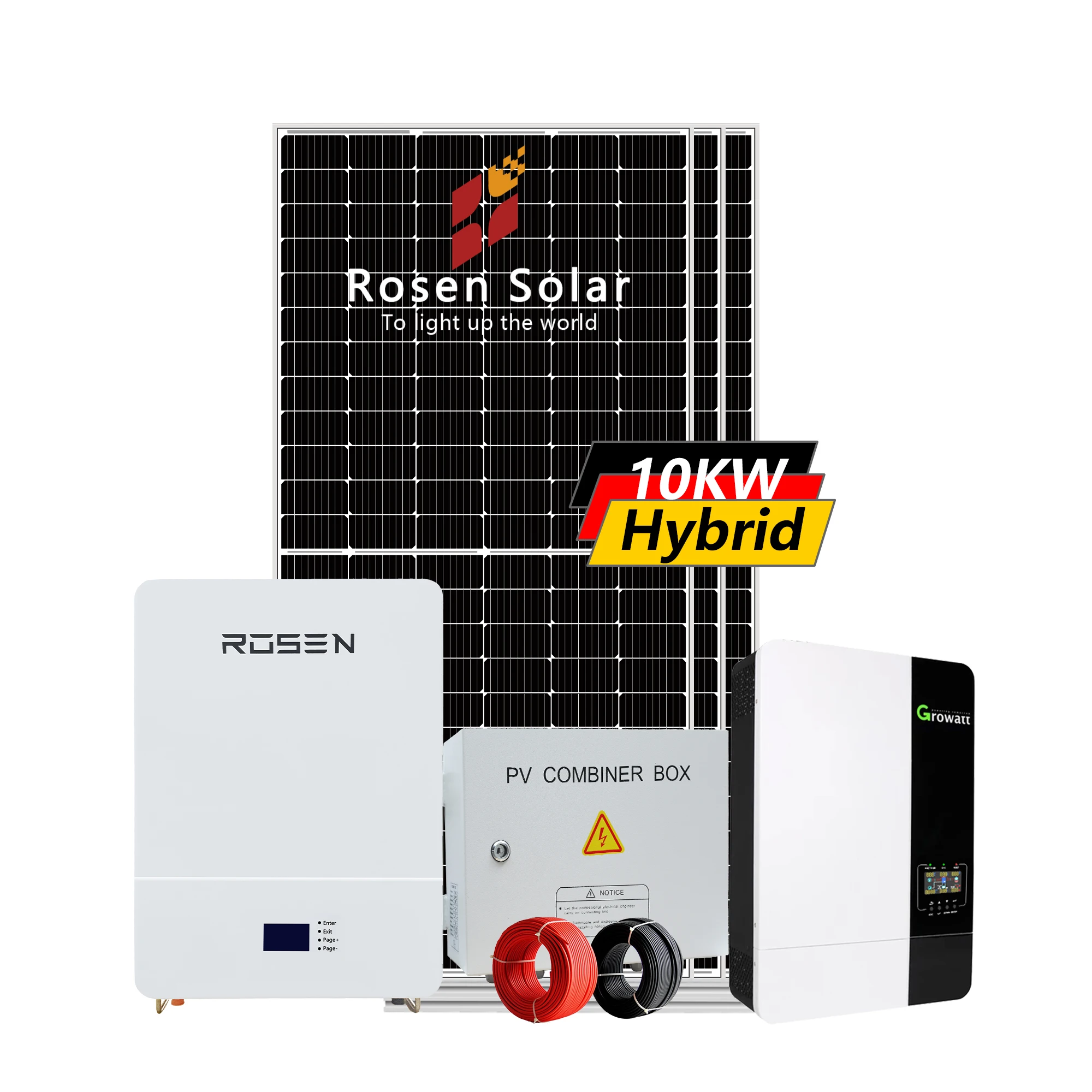Rosen off Grid Hybrid System 10kw Solar Power Storage Energy with Battery