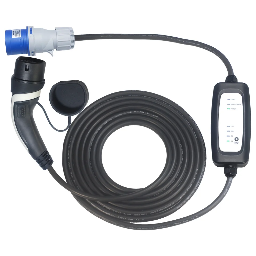 
High Waterproof Class Type 2 Female Plug 6-16A Adjustable Portable Ev Charging Station 