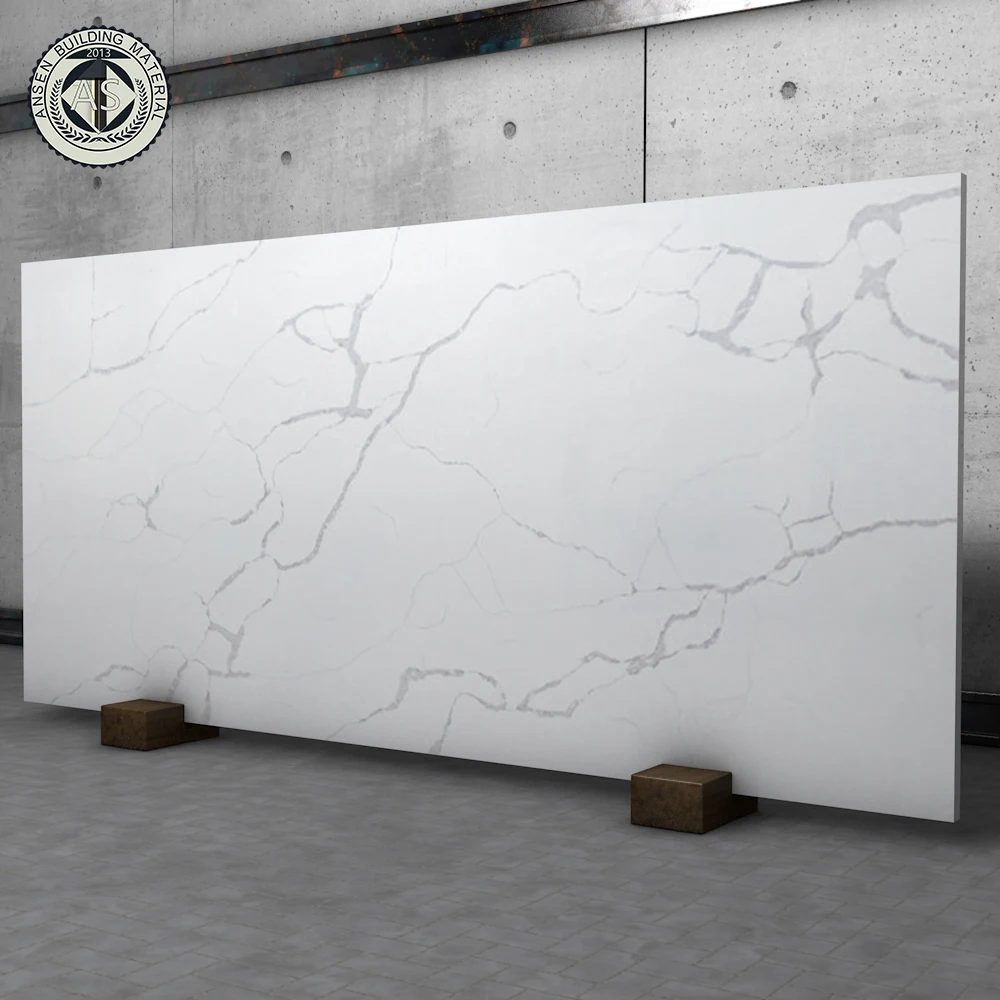Manufacturer calacatta white engineered quartz slab artificial vanity quartz sintered stone
