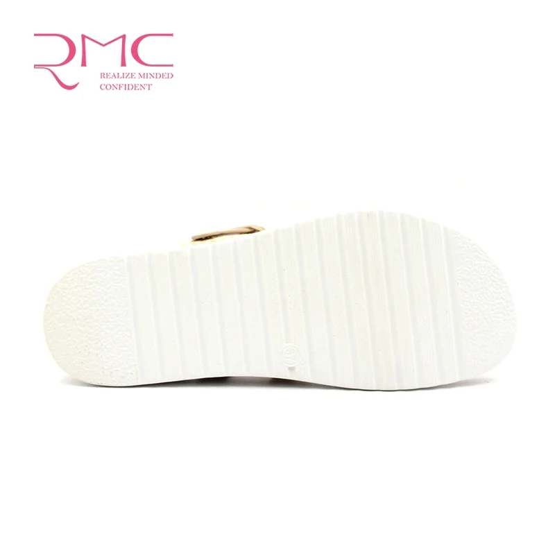 
RMC 2020 mix color fashion design snake PU platform ladies flat comfortable sandals 