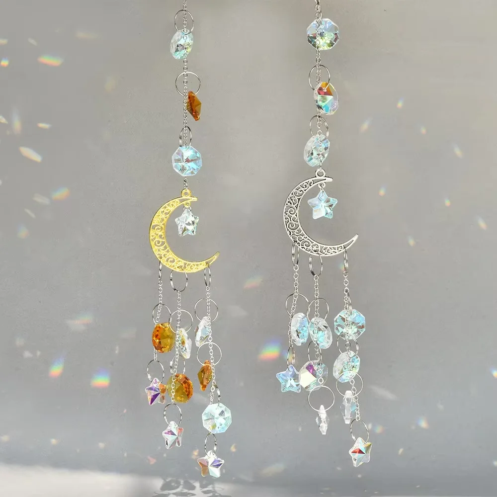 Wholesale hanging moon suncatche wind chime k9 suncatcher crystal prism crystal suncatchers