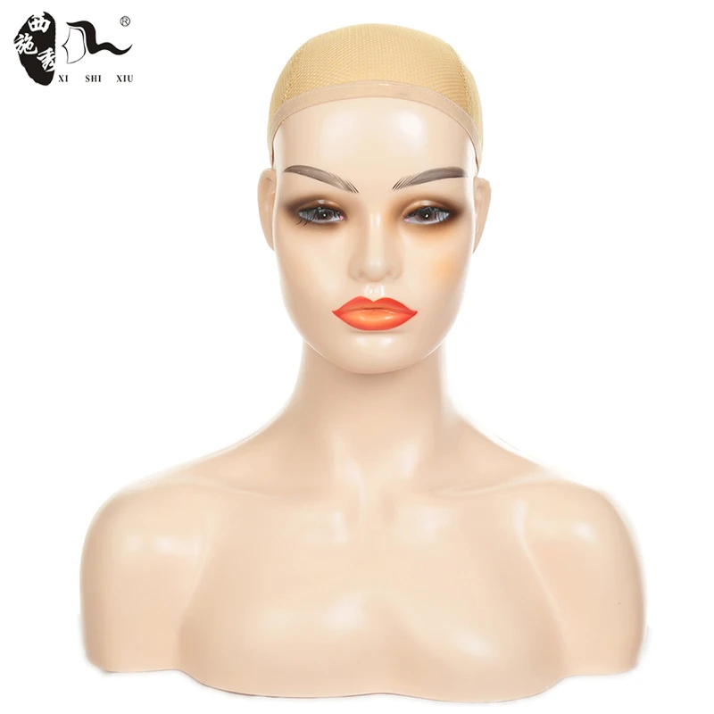 XISHIXIU HAIR Custom Logo African American Female Bust Half Body Realistic Mannequin Head with Shoulders for Wig Display