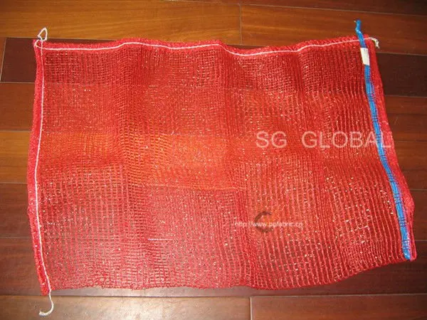 Pouch PP Leno Mesh Net Bag  PP/PE Red 50kg Potato Sack 50 lb Leno Mesh Onion Bag for Firewood Eggplant