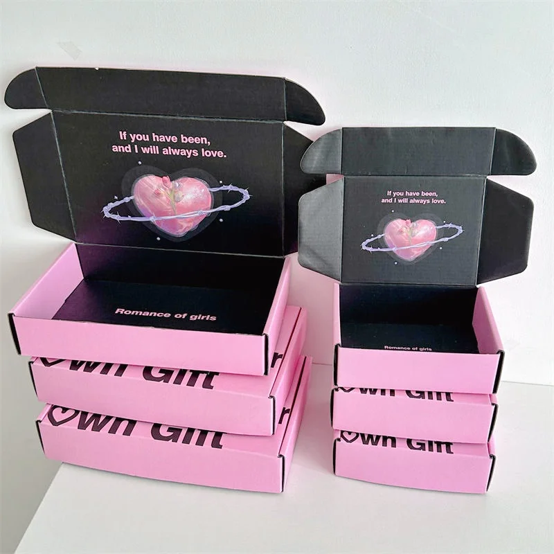 Luxury Custom Logo Corrugated Press-On Post Underwear T-Shirt Clothing Fold Gift Packaging Mailing Shipping Boxes Embossing