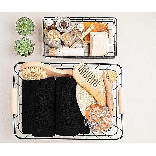 100% Cotton Absorbent Black Towel Hand Make Up Towel Black Face Towel with Embroidery Logo for Beauty Salon and SPA Wedding Gift