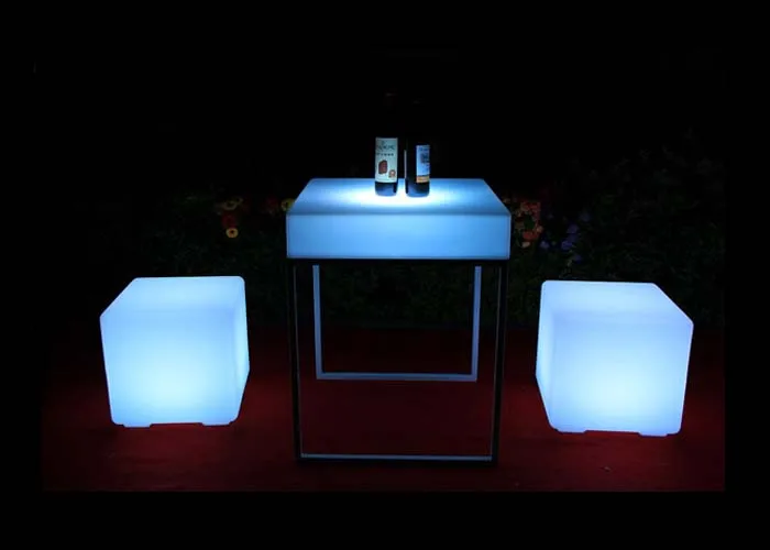 wholesale PE roll molded square stool outdoor remote control colorful charging cube