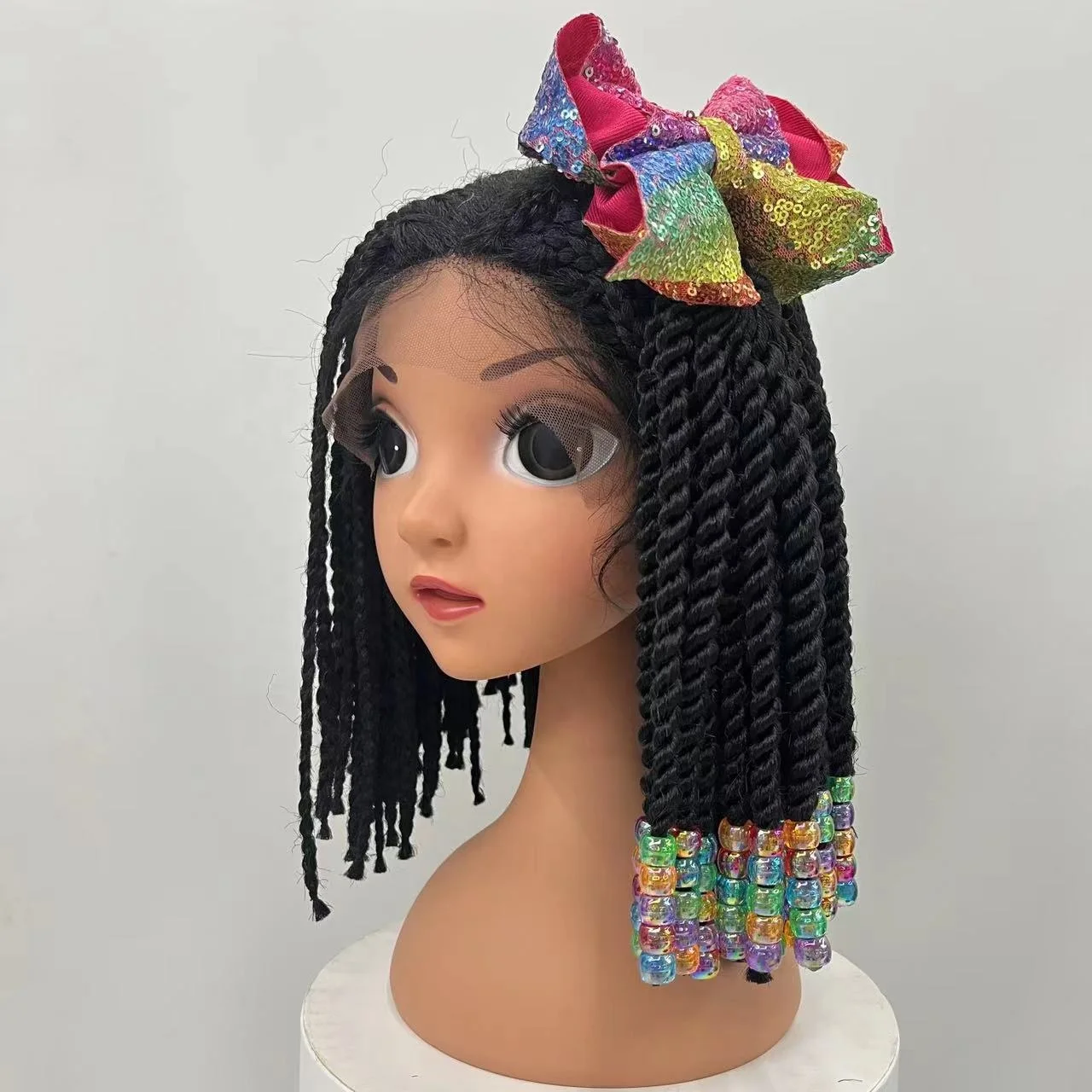 Ponytail Hair Kids Ponytail With Rubber Bands Glitter Rainbow Braided Ponytails Extension Hairstyle Accessories