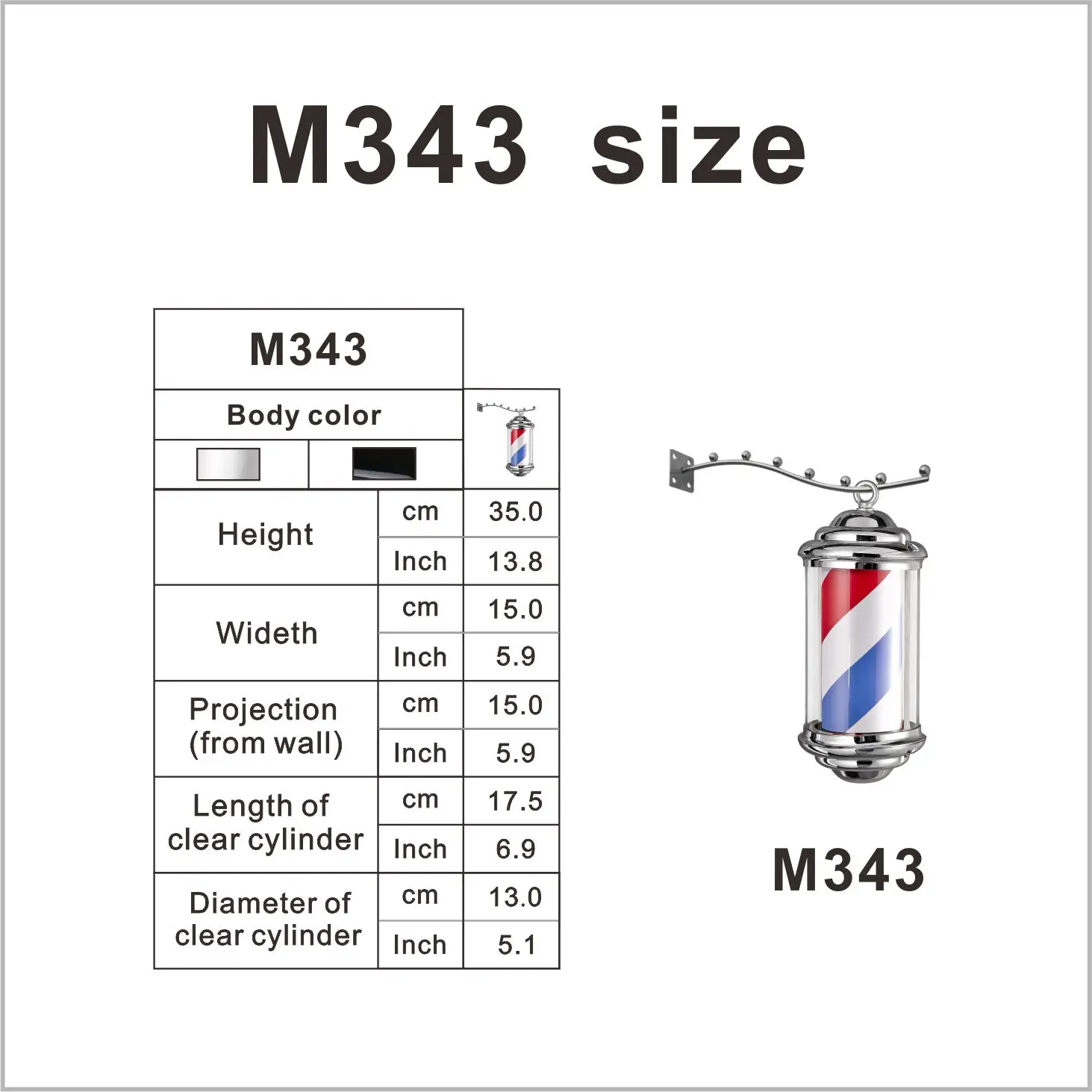 M343 Hot sale LED Hair salon sign Barber shop lamps Outdoor Traditional mini barber pole