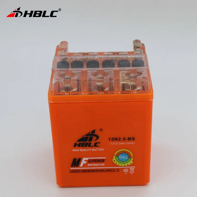Аккумуляторная батарея для мотоцикла 12N2.5-BS, оранжевая, гелевая, не требующая технического обслуживания, перезаряжаемая