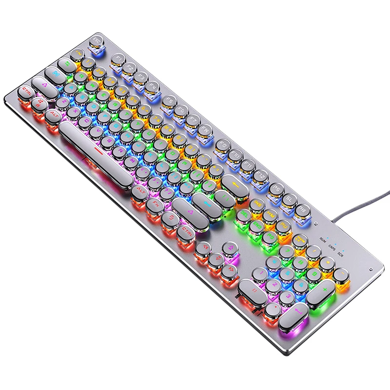 Zk-4 Personalized Punk Backlit Round Keycaps Real Wired Gaming Mechanical Keyboard