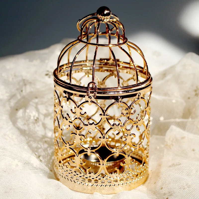 Small Metal Tealight Hanging Birdcage Lantern, Vintage Decorative Centerpieces of Wedding & Party Christmas