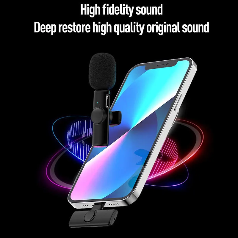 K11 Wireless Lavalier Microphone Noise Reduction 65ft Clear Radio Clip On Lapel Wireless Mic Video Recording Vlog Live Youtube