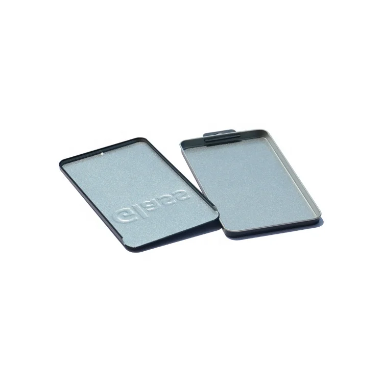 Top quality frosted tinplate metal box for tempered glass screen protector with hanger