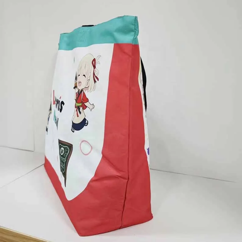 Large Capacity 600D Polyester Printed Double-Sided Shoulder Beach Tote Bag Cute Cartoon Character Canvas 600D Cute Canvas