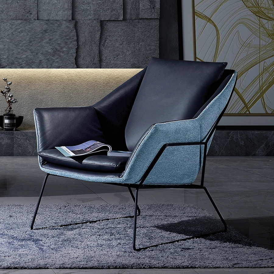 2021 new design fabric metal armchair leather back leisure chair for living room
