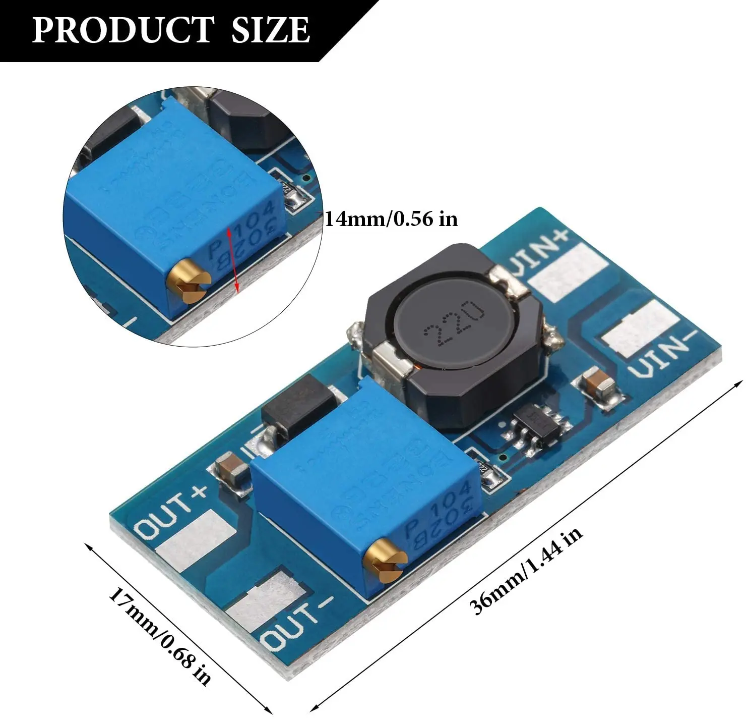 
MT3608 DC-DC Step Up Power Apply Adjustable Module Booster 2A Power Module for Arduino 