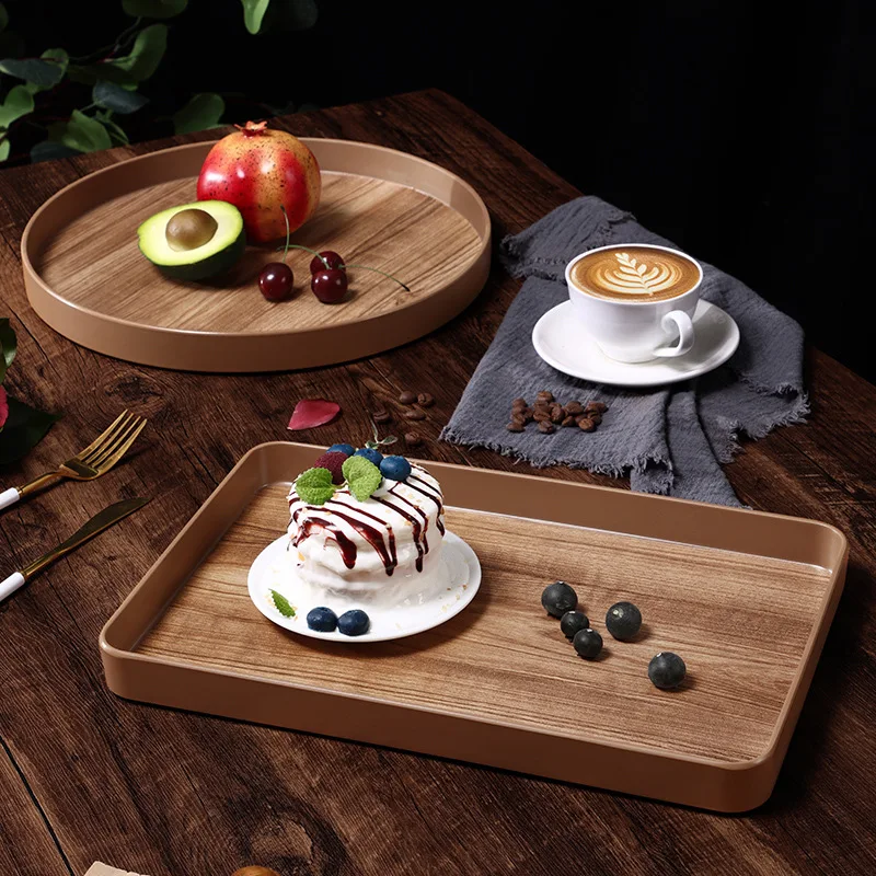 Ebony solid wood tray dining plate tea plate Japanese household water cup rectangular plate hotel restaurant wooden tray