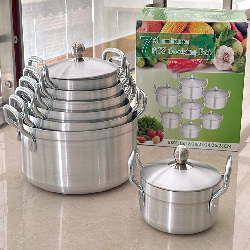Wholesale aluminum kitchenware set soup pot thickened cookware set hot selling soup pots 14pcs juego de ollas casseroles
