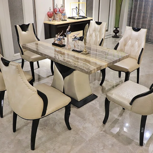 Luxury dinning table set 6 seats marble dining table and chairs dining room furniture kitchen dining table