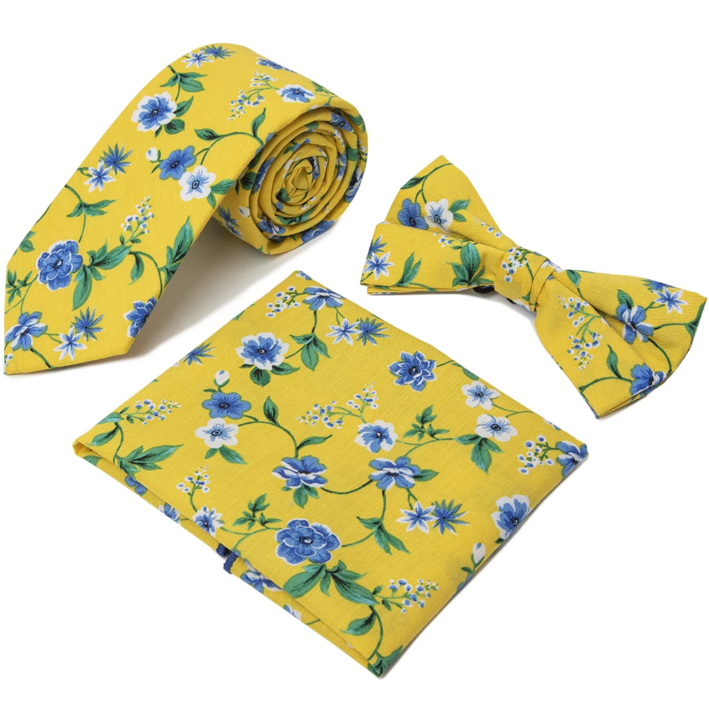 Organic Cotton Print Wholesale Skinny  Necktie Cotton Mens tie Handmade Classic Floral  Slim necktie