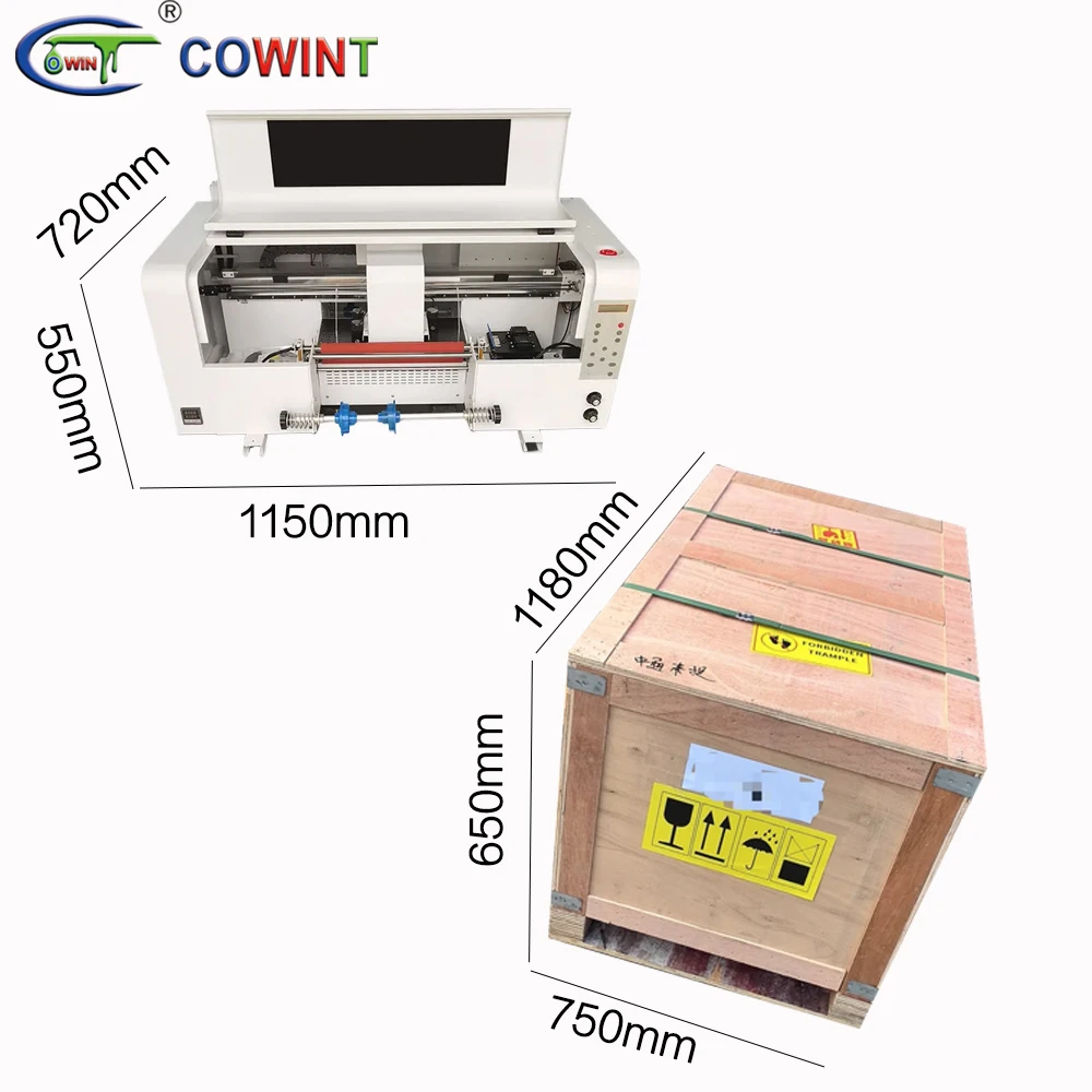 Cowint 3D A3 A2 Roll to Roll UV Printer Direct to Film Digital Inkjet Flatbed Multicolor 300mm Print Dimension for A/B Film