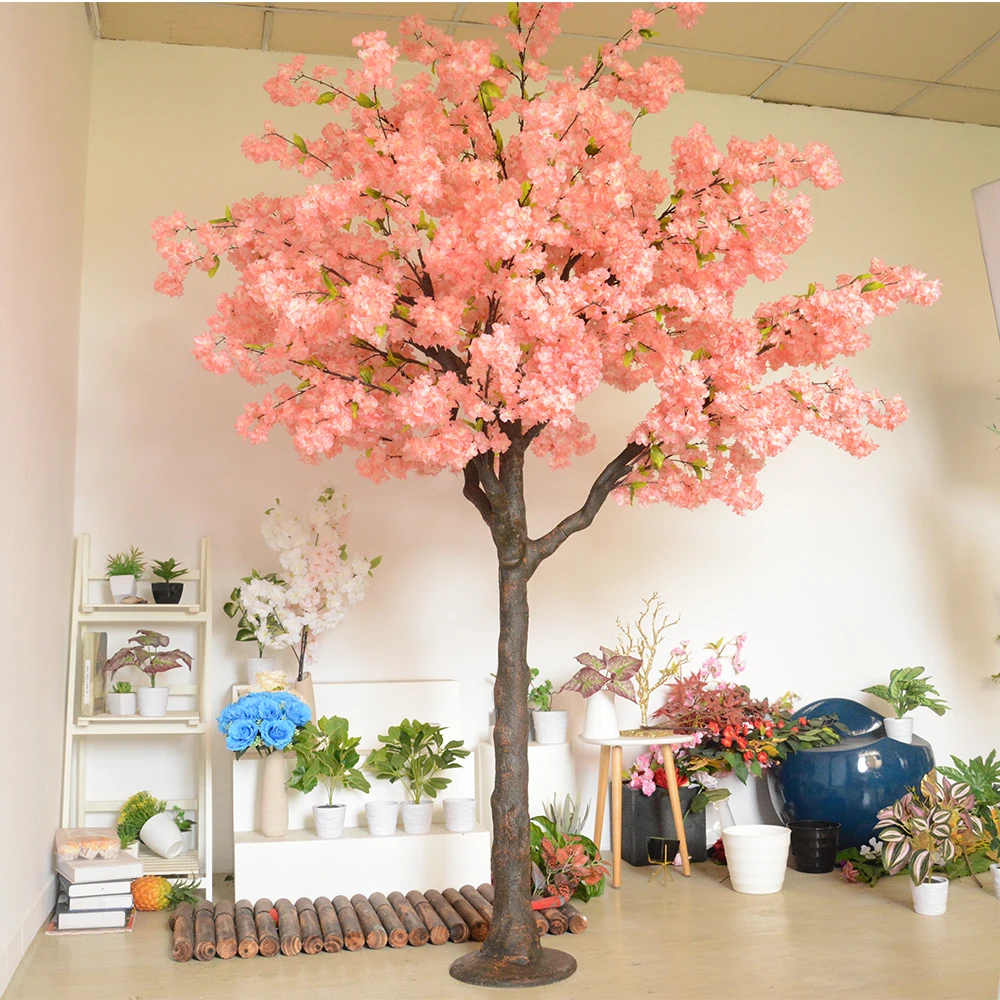 Factory Wholesale Artificial Indoor Cherry Blossom Tree Pink Flower Wedding Decorative
