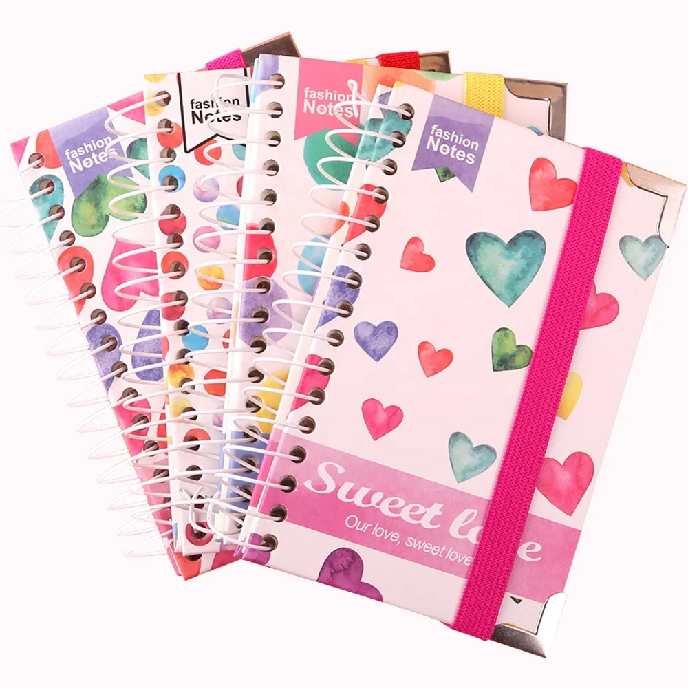 Wholesale Kawaii Note Book Diary School Office Stationery Supplies Journal Agenda Hardcover Spiral Notebook with Elastic Band