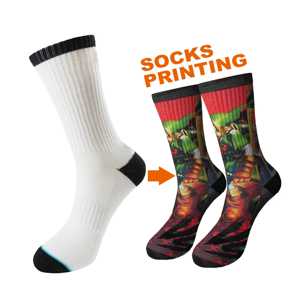 wholesale white blank polyester socks for sublimation printing white sublimation plain socks