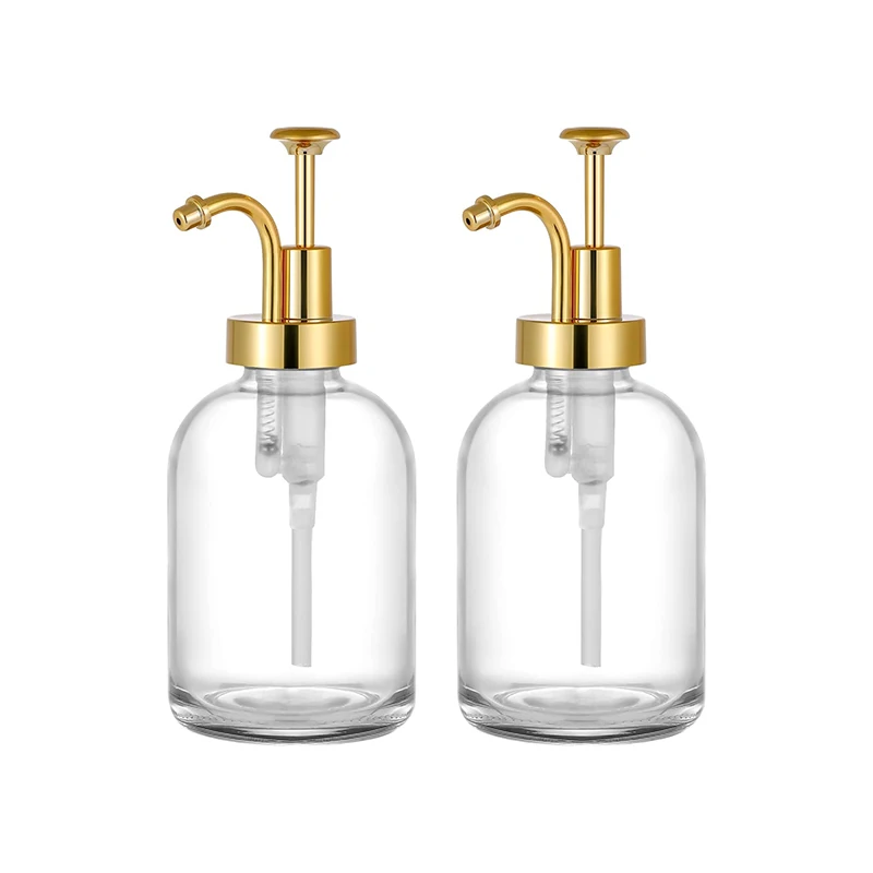Coffee Honey Pump Dispenser Gold Syrup Glass Bottles for Soap Dispensing