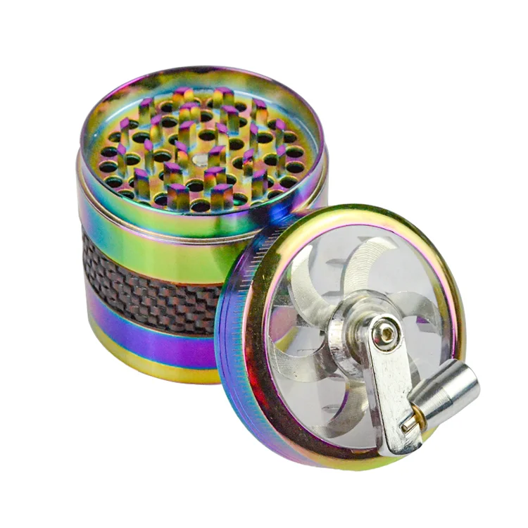 Hot Custom Designs Zinc Alloy Premium Wooden 71mm Magnet Printing 4 Layers Cranked Dry Herbal Grinder