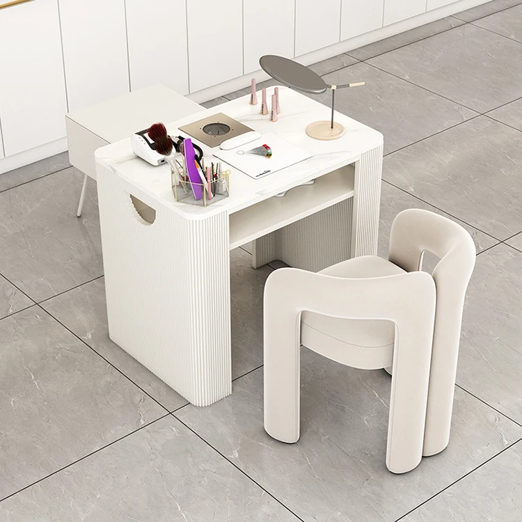 Multi-Function Marble Salon Table Durable Beauty Salon Manicure Table With Drawers Nail Station Manicure Table
