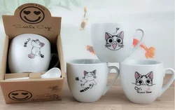 Promotional gift custom logo ceramic coffee mug with spoon