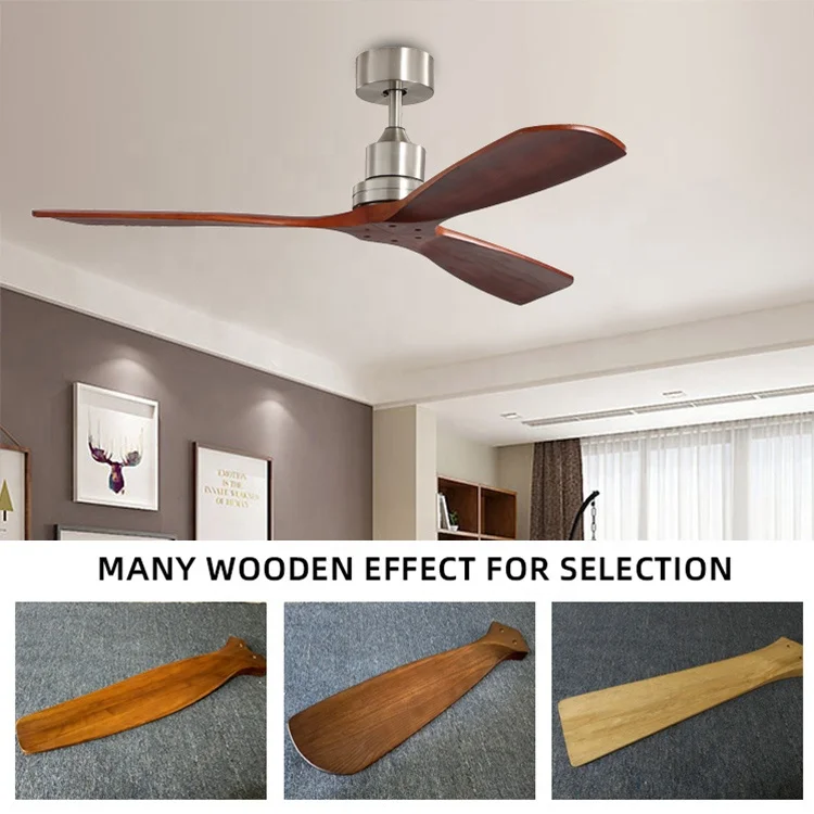 Factory direct ac pure copper motor 52 inch 3 fan speed 220 volt wooden ceiling fan