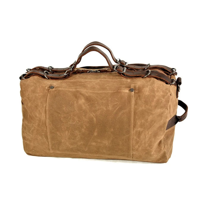 Large Duffle Bag Waxed Canvas with Leather Weekender bag Overnight Travel Carry On waterproof Tote Bag