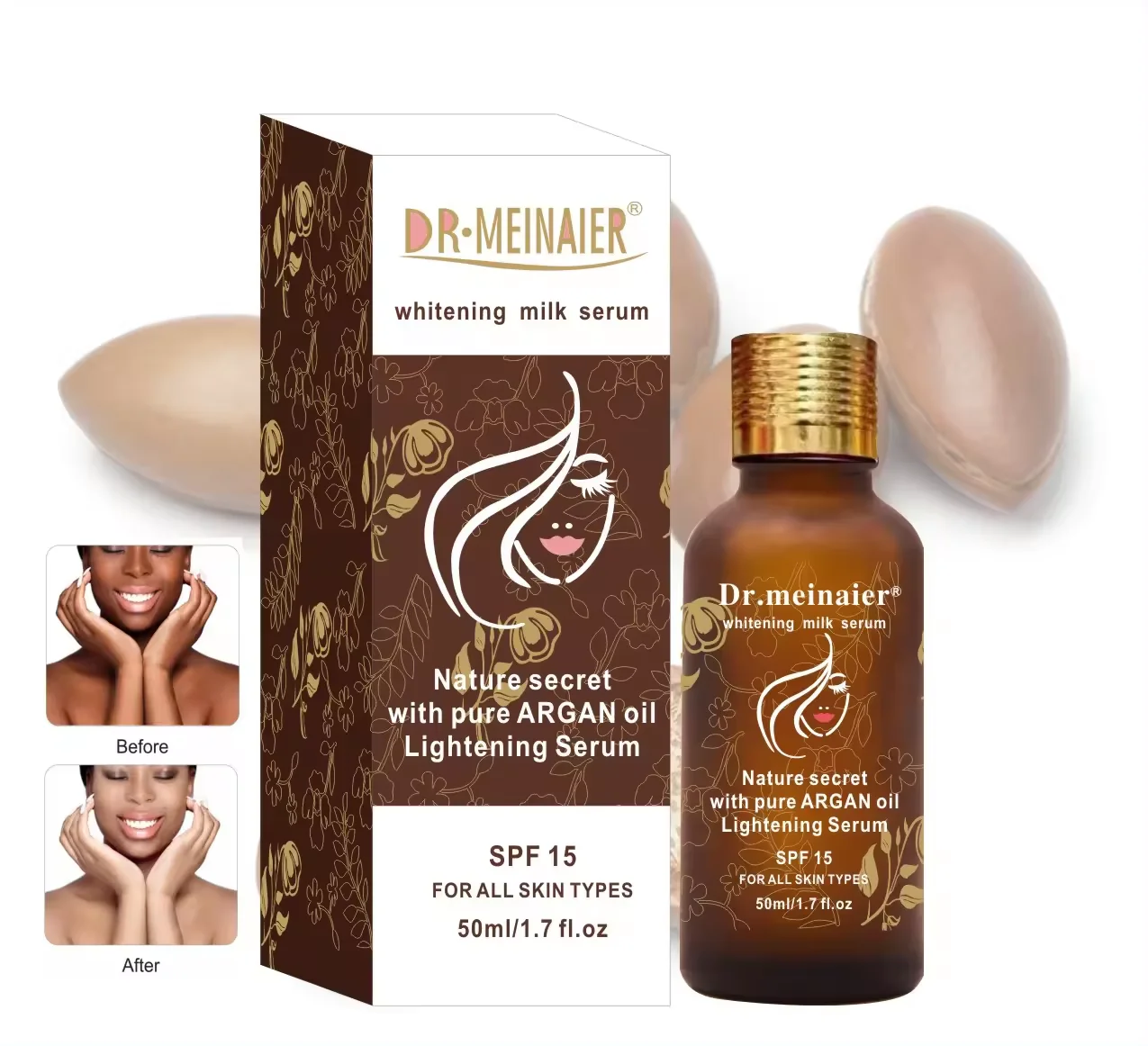 Pure Whitening Milk Face Serum with Argan oil Moisturizing Anti-aging Fade Spots skincare serum