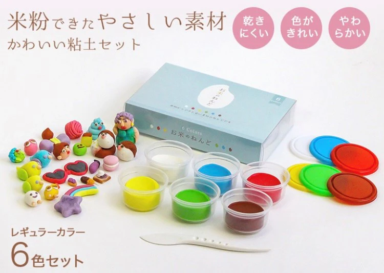 Wholesale science educational toys rice powder clay 6 colors slime for kids