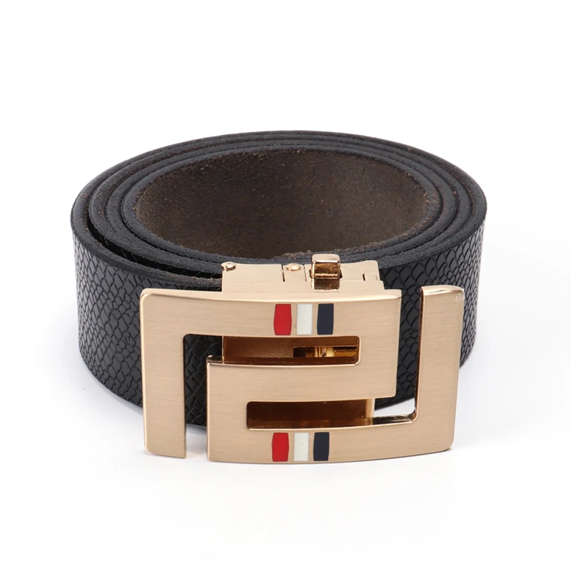 2021 New Design Custom Logo Belt Strap Genuine Belt Men Automatic Buckles Genuine Leather Zinc Alloy Leisure Business Belt