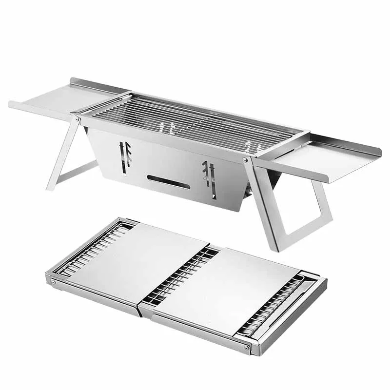Household Indoor Charcoal BBQ Barbecue  Grill Outdoor Stainless Steel Folding Barbecue Stove Rack