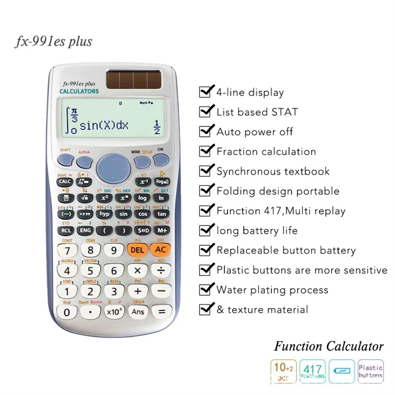 High Quality 417 Function Scientific Calculator Price 991ES Plus 2nd for Students Stationery Calculator