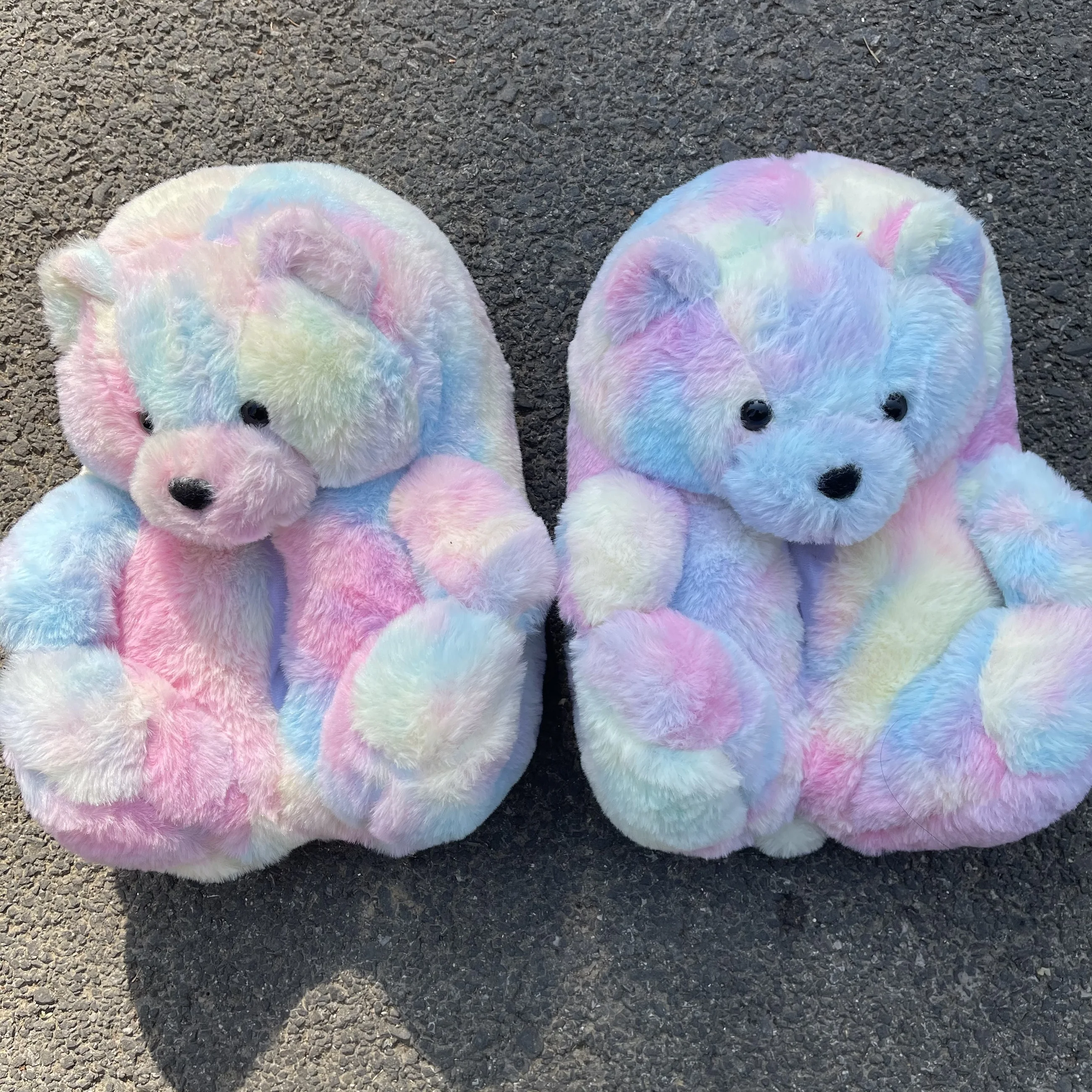 
Fluffy Warm Teddy Bear Plush Animal House Slippers Novelty Animal Shaped Plush Teddy Bear Slippers 