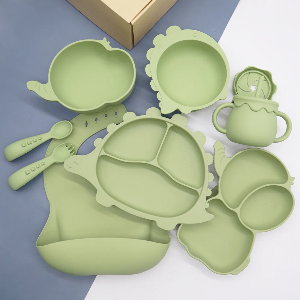 Factory Customized Baby Led Weaning Supplies Toddler Drinking Cup Kids Plate Bowl Silicon Feeding Set Baby